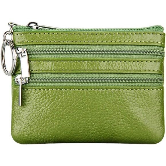Accessories - Women's Genuine Leather Coin Purse Mini Pouch Change Wallet with Keychain